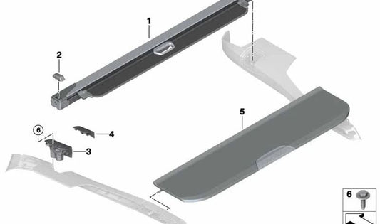 Trunk shade for BMW X7 G07 (OEM 51477938101). Original BMW