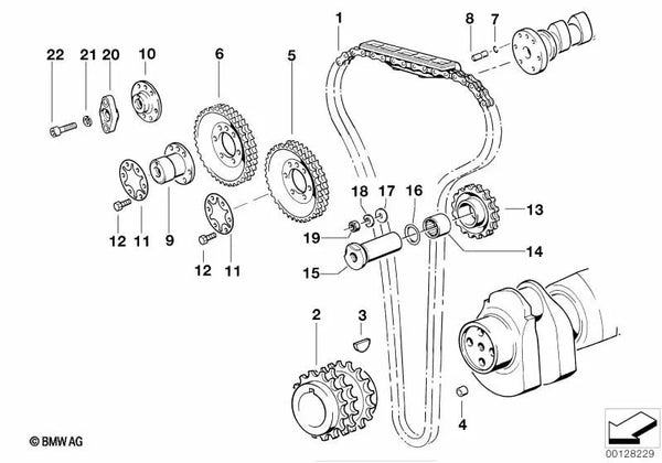 Piñón de Cadena de Admisión para BMW Serie 5 E34 (OEM 11311317962). Original BMW