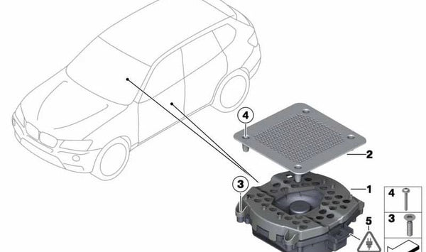 Rejilla central para altavoz de graves OEM 65139186984 para BMW F25 (X3). Original BMW.