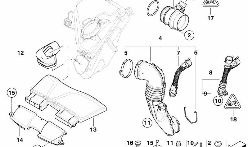 Tubo de aire limpio para BMW E84 (OEM 13717812621). Original BMW