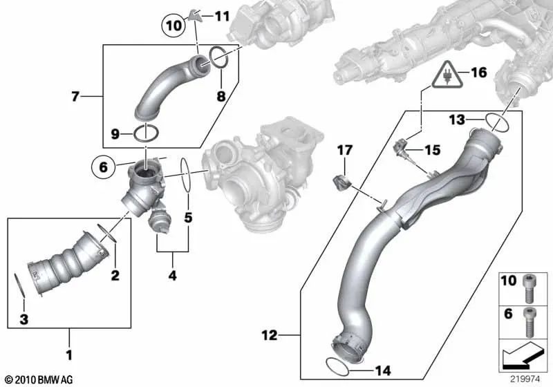 Verbindungsrohr für BMW F07, F10, F11, F01, E70N, E71 (OEM 11657808169). Original BMW.