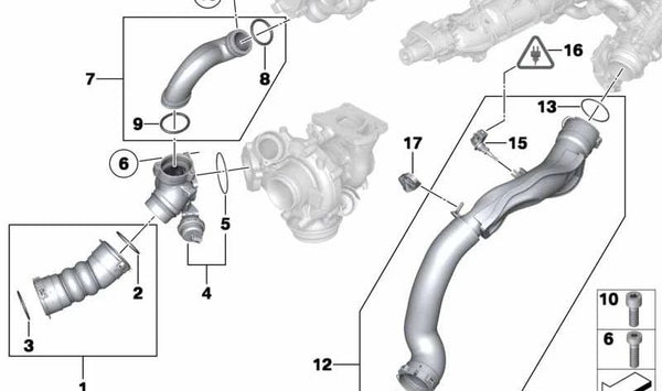 Junta tórica (O-Ring) OEM 11658509140 para BMW F07, F10, F11, F01, E70, E71. Original BMW.