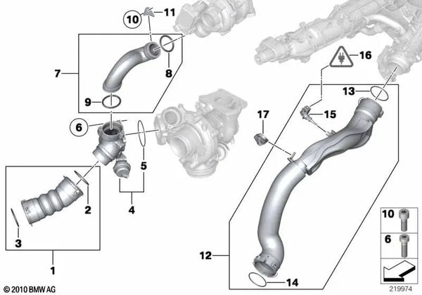 Tubo de Conexión para BMW F07, F10, F11, F01, E70N, E71 (OEM 11657808169). Original BMW.