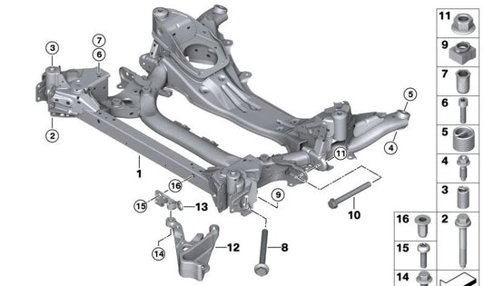 Support avant de l'essieu OEM 3110841117 pour BMW G42, G22, G23. BMW d'origine.