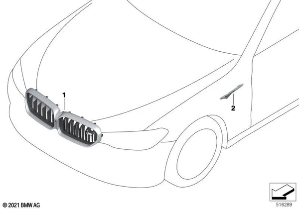 Revestimiento de ventilación pared lateral izquierda para BMW Serie 5 F90N (OEM 51138084055). Original BMW.