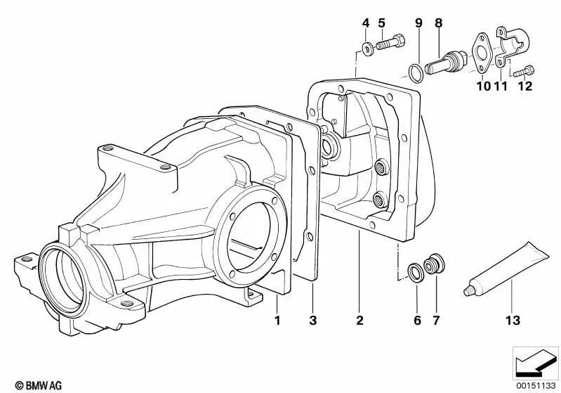 Tapa de transmisión para BMW E34, E32 (OEM 33101211707). Original BMW.