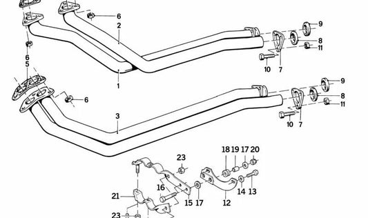 Tubo de escape OEM 18111709425 para BMW E30. Original BMW.