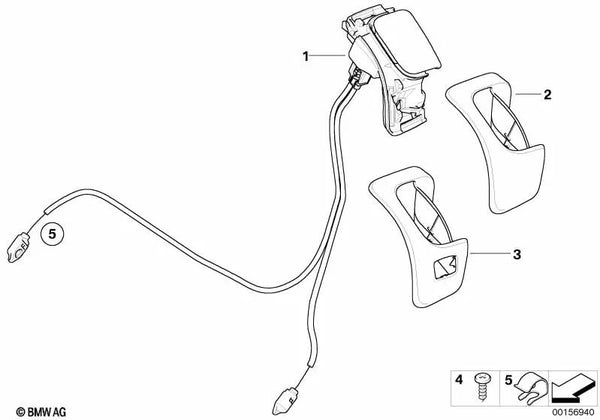 Unidad de desbloqueo derecha para BMW E81, E82, E88, E92 (OEM 52109145910). Original BMW.