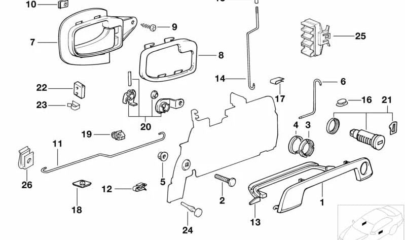 Barra de activación para BMW E36 (OEM 51211977359). Original BMW