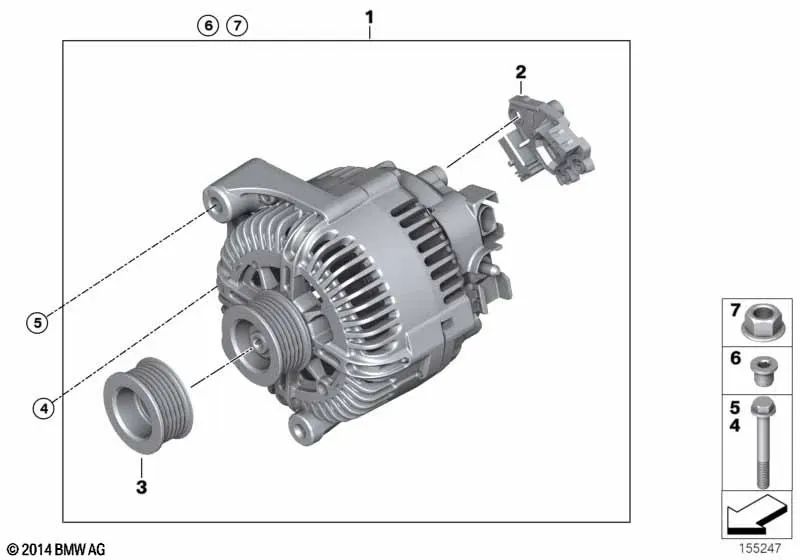 Regulador para BMW Serie 1 E82, E87, E88, Serie 3 E90, E91, E92, Serie 5 E60, E61, Serie 6 E63, E64, Serie 7 E65, E66, X5 E53, E70, X6 E71 (OEM 12318510090). Original BMW