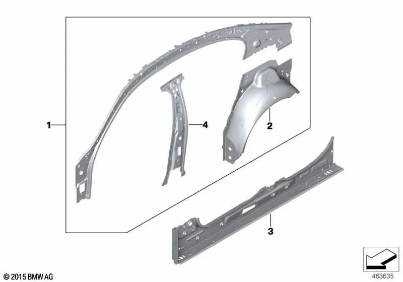 Guarda barro trasero izquierdo para BMW G11, G11N, G12, G12N (OEM 41217421817). Original BMW