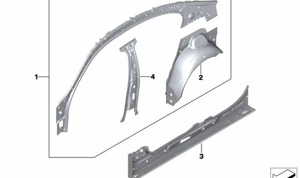 Marco lateral interior derecho para BMW G12, G12N (OEM 41007413100). Original BMW