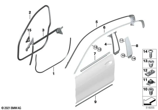 Vordere linke Türrahmen-Außenabdeckung für BMW F93, G16 (OEM 51337456037). Original BMW