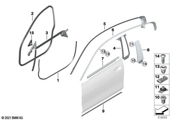 Cubierta exterior del marco de la puerta delantera izquierda para BMW F93, G16 (OEM 51337456037). Original BMW