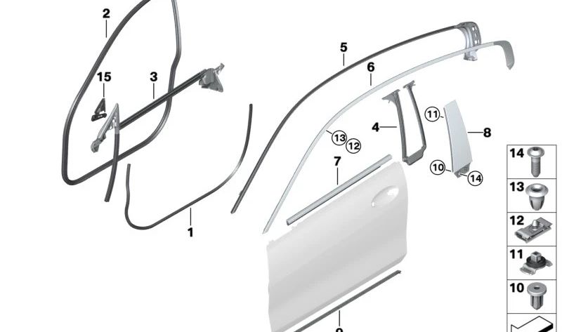 Moldura del pilar B izquierda para BMW Serie 8 F93, G16 (OEM 51337435417). Original BMW