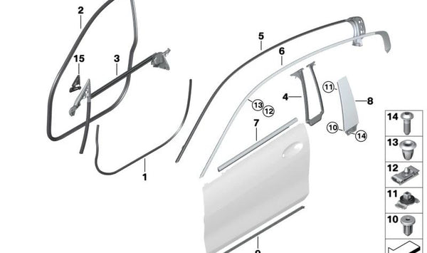 Junta Pilar B derecha para BMW F93, G16 (OEM 51357435454). Original BMW