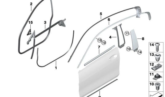 Embellcedor del Triángulo del Espejo Interior Izquierdo para BMW Serie 8 F91, F92, F93, G14, G15, G16 (OEM 51417449821). Original BMW