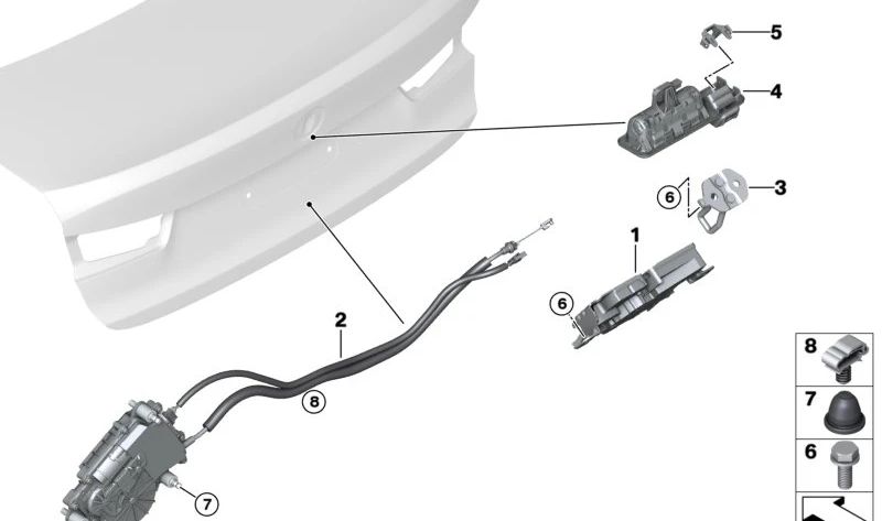 Sistema de cierre suave para BMW G20, G21, G28, G80, G81, G26 (OEM 51247430626). Original BMW