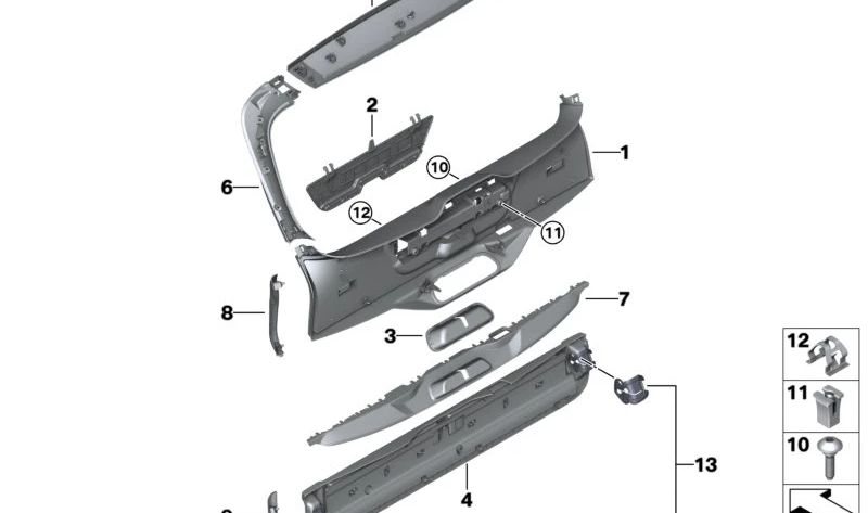 Cubierta para pestillo de cierre OEM 51499478905 para BMW G05, G18, F95, G07. Original BMW.