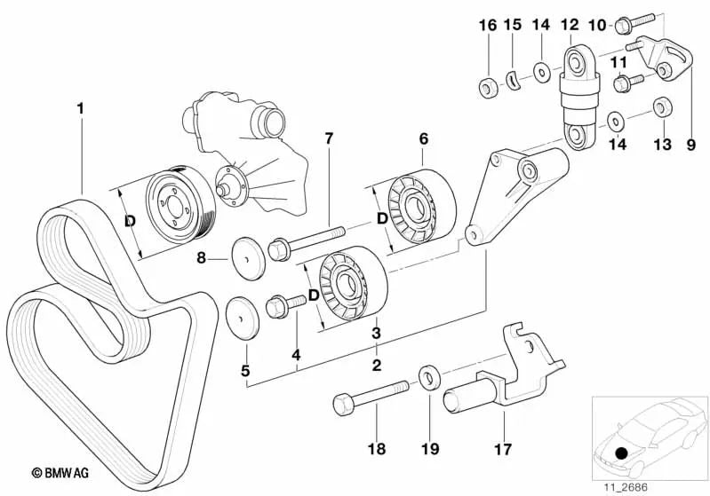 Arandela para BMW E34, E39, E32, E38, E31 (OEM 11281715625). Original BMW.