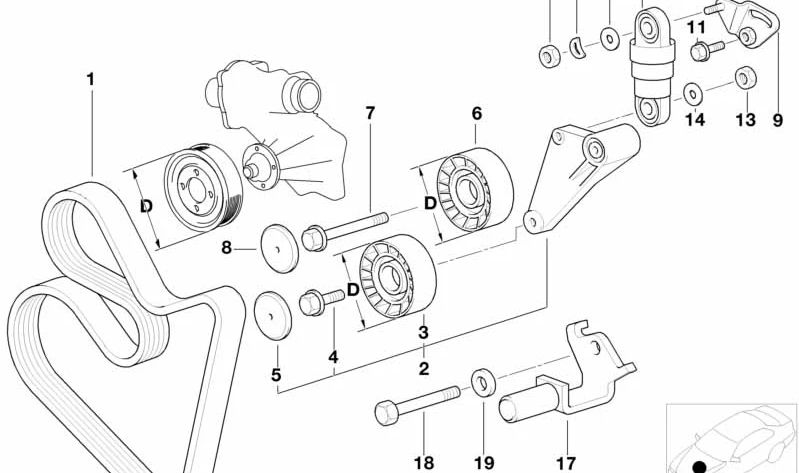 Tensor para BMW E39, E38, E31 (OEM 11281742013). Original BMW.