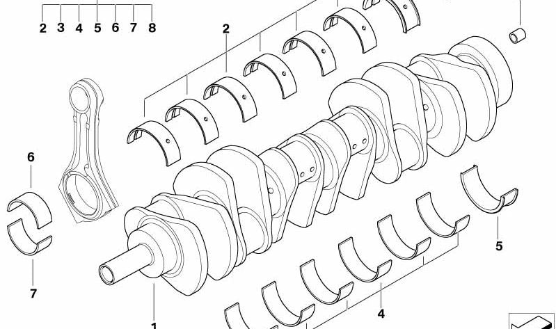 Cojinete amarillo para BMW E60, E61, E63, E64, E65, E66, E53, E70 (OEM 11217525813). Original BMW