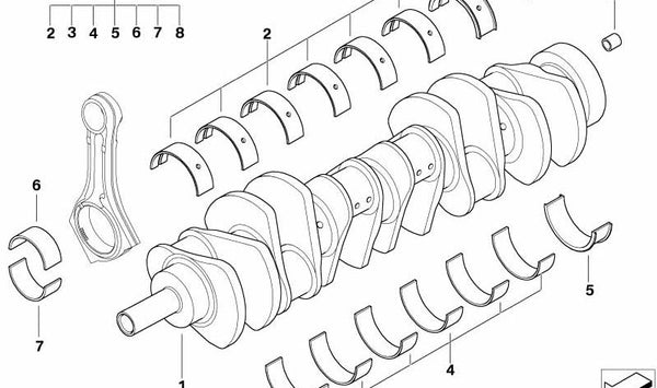 Cojinete amarillo para BMW E60, E61, E63, E64, E65, E66, E53, E70 (OEM 11217525813). Original BMW