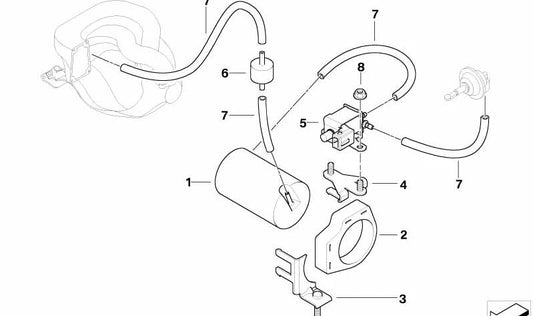 Soporte de depósito de vacío para BMW E36 (OEM 11611734577). Original BMW