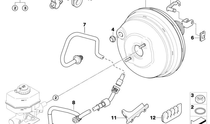 Tubería de vacío para BMW E83N (OEM 34333415328). Original BMW