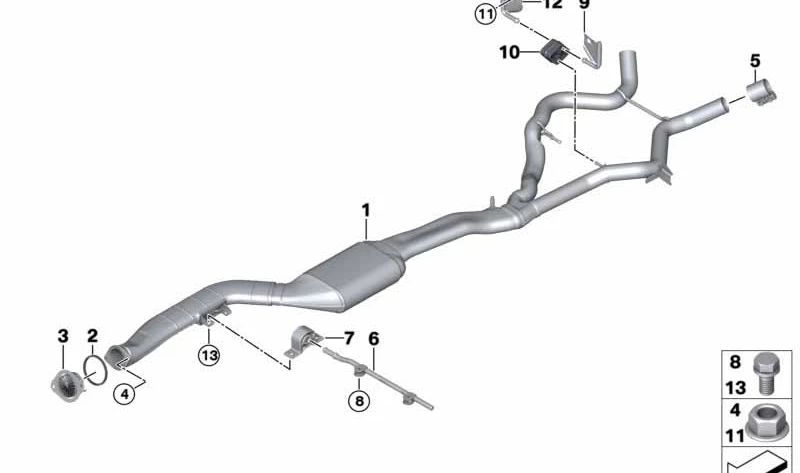 Soporte de goma para BMW Serie 3 E90N (OEM 18307811949). Original BMW