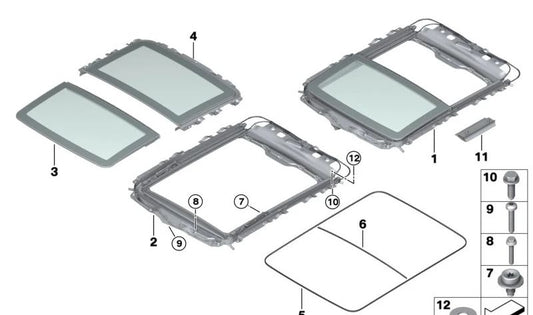 OEM elétrico de teto solar panorâmico 54107221364 para série BMW 5 GT (F07). BMW original.