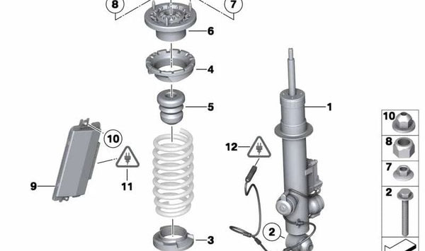 Amortiguador trasero izquierdo para BMW Serie 5 F18N (OEM 37106850165). Original BMW