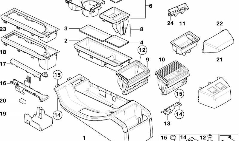 Soporte original para consola de teléfono OEM 51167110647 para BMW E46. Compatible con todas las versiones del modelo.