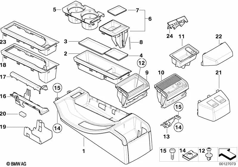 Shuttered Ashtray for BMW 3 Series E46 (OEM 51168268342). Original BMW