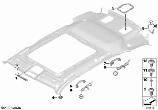 Soporte para manija trasera izquierda para BMW G21, G21N, G81, G81N (OEM 51167463465). Original BMW.