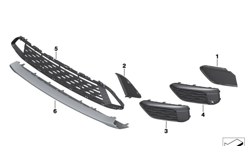 Left open grille for BMW F48, F49 (OEM 51117453989). Original BMW