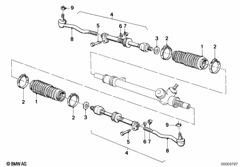 Rechte Lenkstange für BMW E30 (OEM 32211701040). Original BMW.