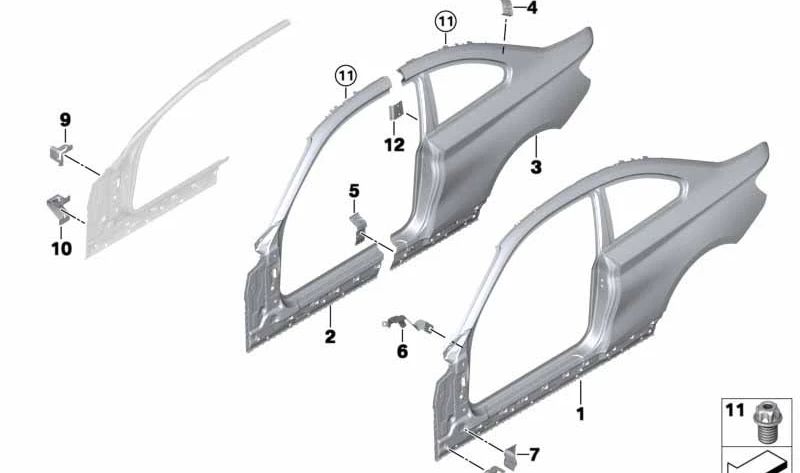 Marco lateral exterior izquierdo OEM 41218069027 para BMW F87 (M2). Original BMW.