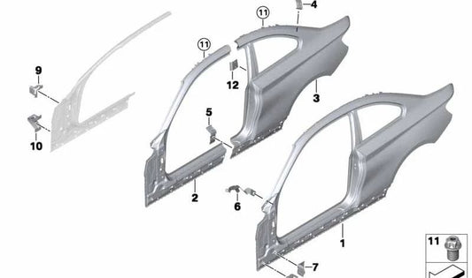 Marco lateral exterior derecho OEM 41007372148 para BMW F22 (Serie 2 Coupé). Original BMW.