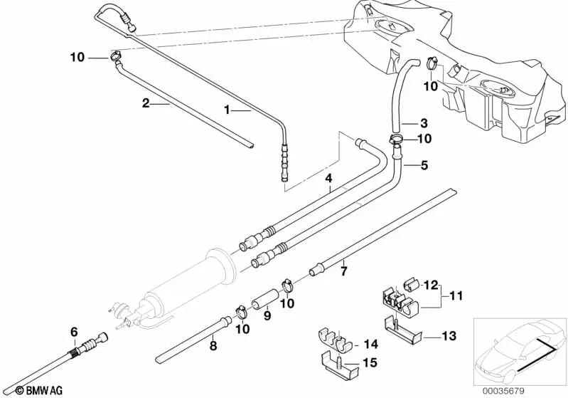 Soporte de cableado para BMW E12, E28, E34, E39, E23, E32, E38 (OEM 16121118686). Original BMW.