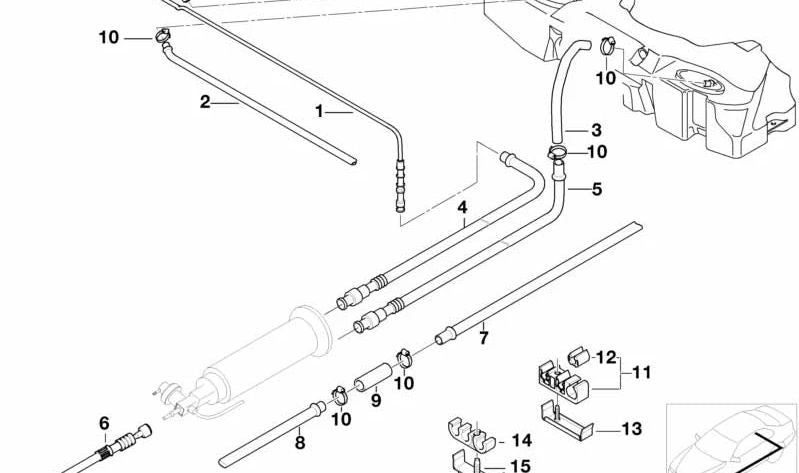 Tubería de Retorno de Combustible para BMW E39 (OEM 16112228823). Original BMW