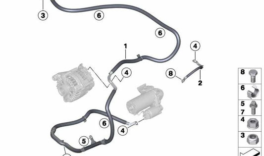 Cable generador-arranque B+ OEM 12428515491 para BMW F25, F26. Original BMW.