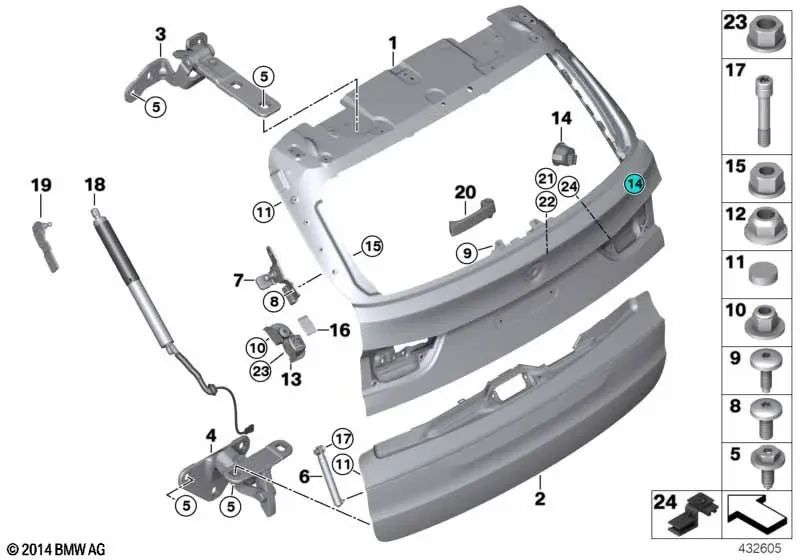 Tapón ciego para BMW X5 E70, F15, F85, X6 E71 (OEM 51247079390). Original BMW