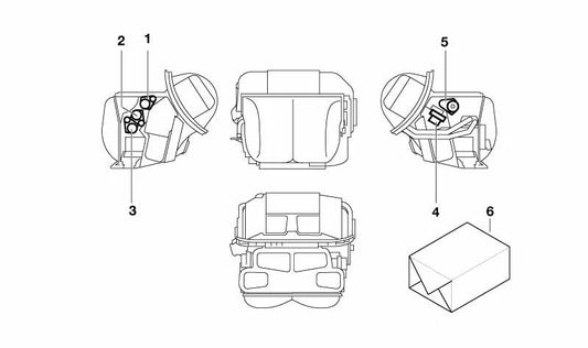 Actuador para compuertas del espacio para pies para BMW Serie 3 E36 (OEM 64118362929). Original BMW.