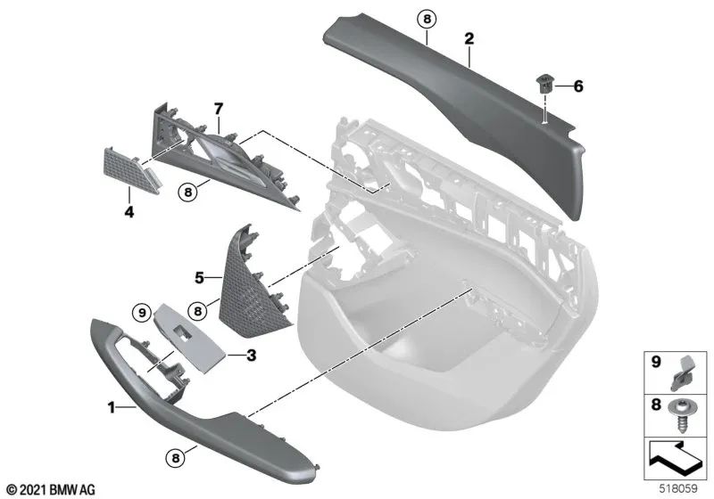 Cubierta del Interruptor del Elevador de Ventana Izquierda para BMW Serie 2 U06 (OEM 51419108913). Original BMW