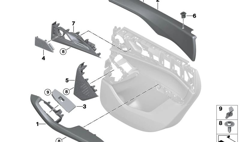 Apoyabrazos derecho para BMW U06 (OEM 51415A53336). Original BMW