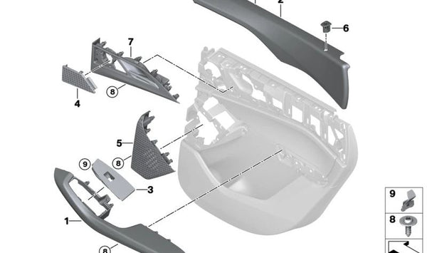 Apoyabrazos izquierdo OEM 51415A53345 para BMW Serie 1 (U06). Original BMW.