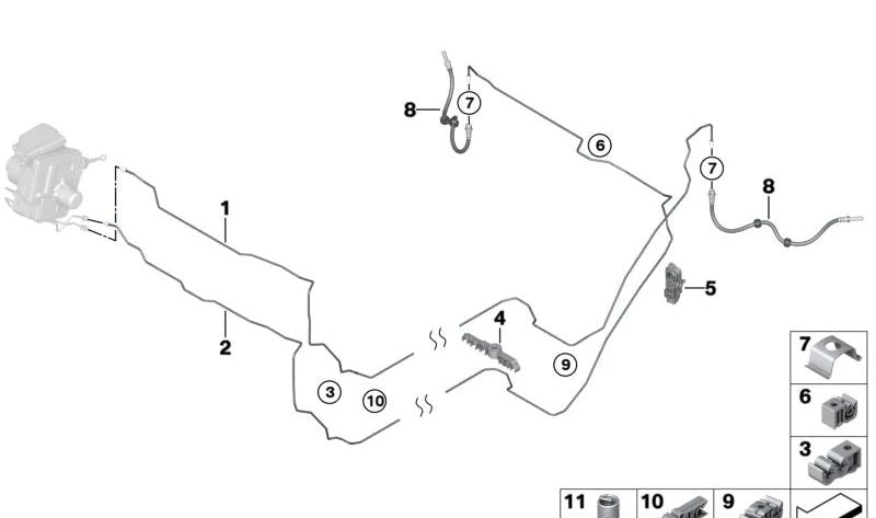 Tubería para BMW Serie 2 U06, MINI U25 (OEM 34308838537). Original BMW