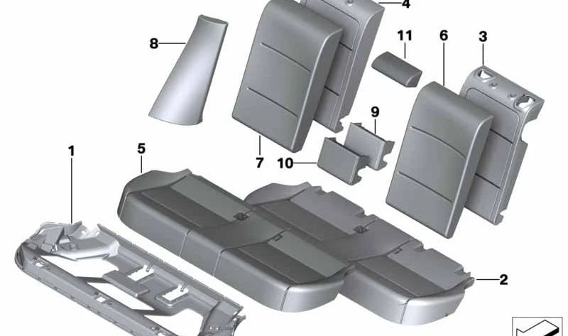 Schaumstoffteil für die rechte hintere Rückenlehne für BMW F26 (OEM 52207337116). Original BMW