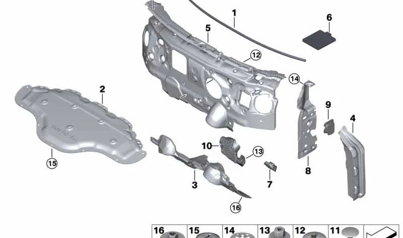 Akustikdämmung für Getriebe BMW 1er F40, F52 2er F44, F45, F46 X1 F48, F49 X2 F39 (OEM 51487390047). Original BMW